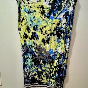 Cato Blue and Yellow Patterned Infinity Scarf